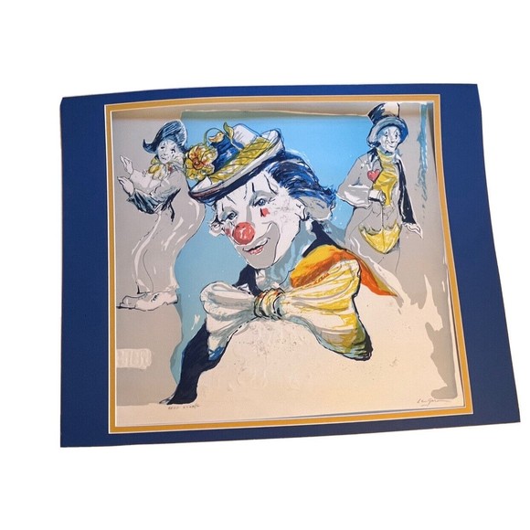 Large Clown Painting Original Len Garon AP Signed "3 Clowns" Artist Proof - Picture 3 of 15